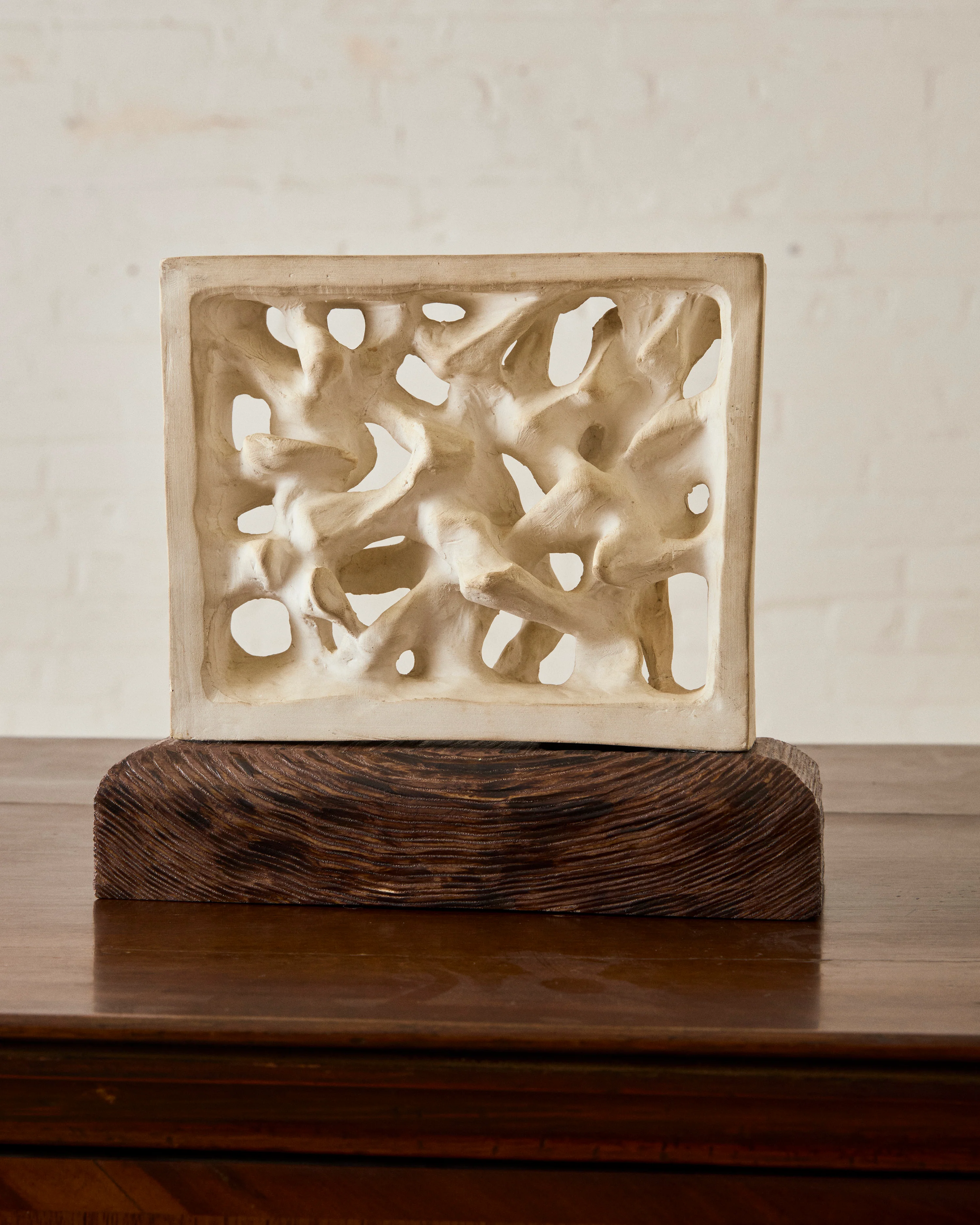 'GRILLE' PLASTER TABLE SCULPTURE ATTR. TO FRANCOIS STAHLY - Image 3