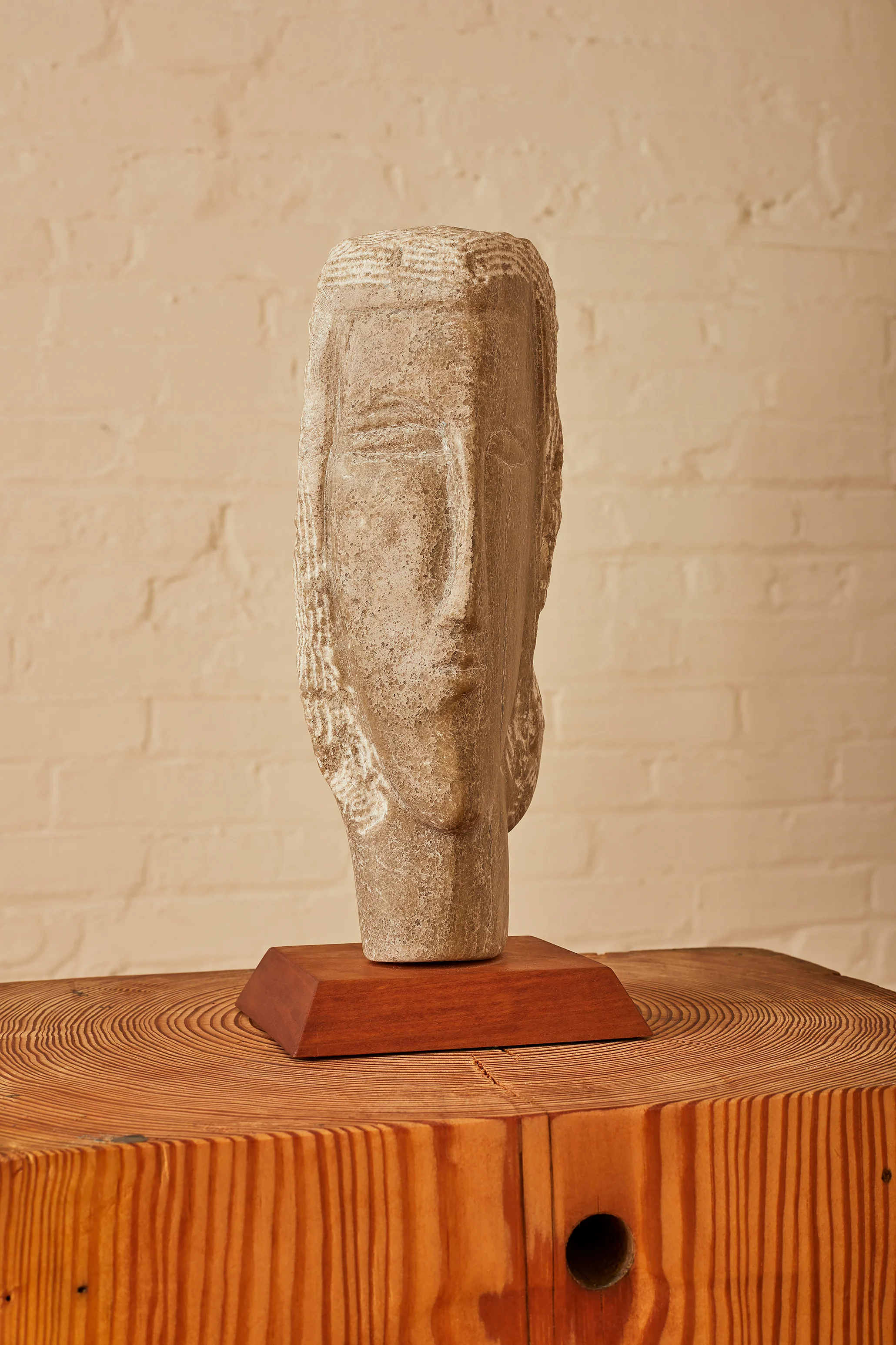 Joan H. Shapiro Carved Stone Head Sculpture - Image 4